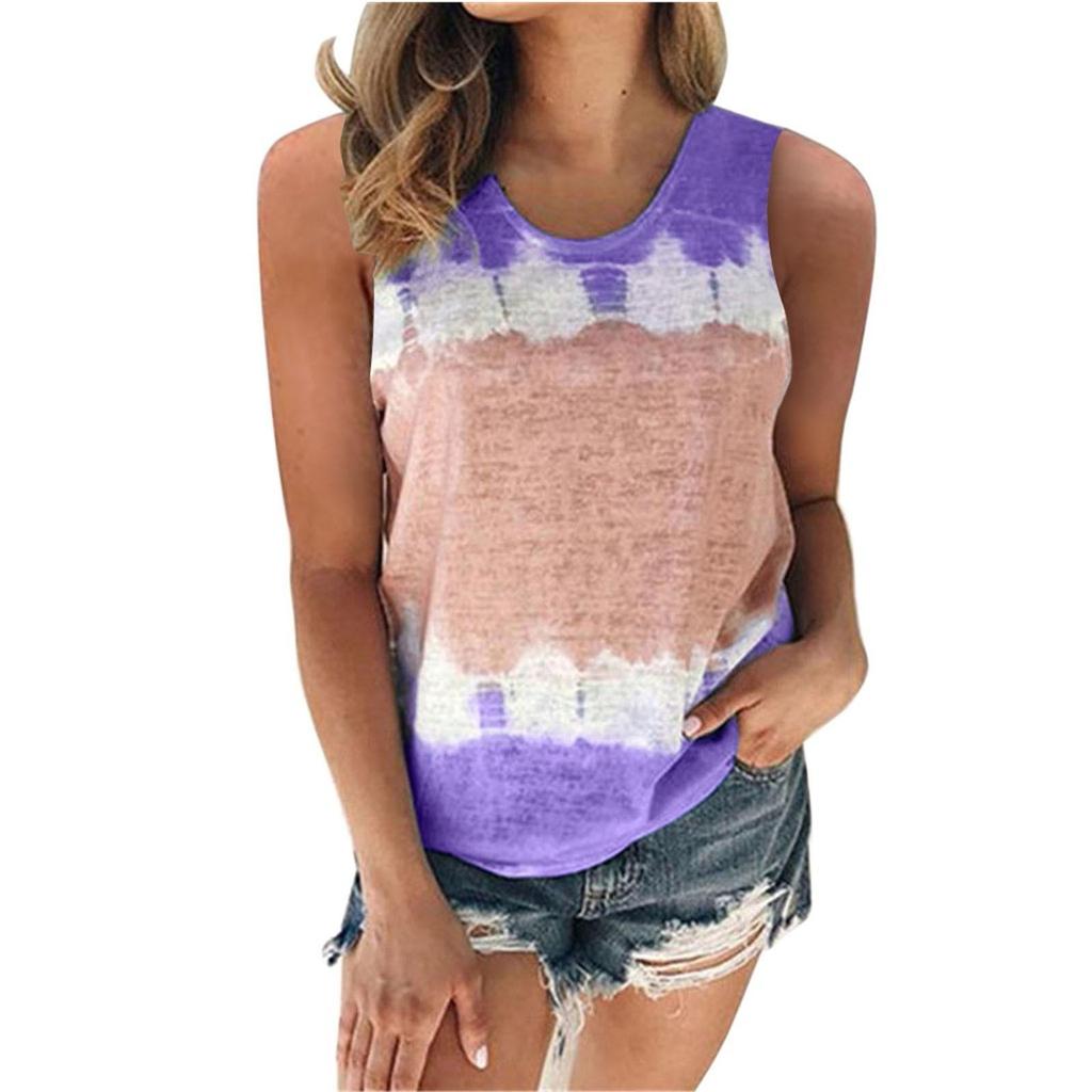Women's Plus Size Camisole Summer Casual T-shirt Striped Printing Vest