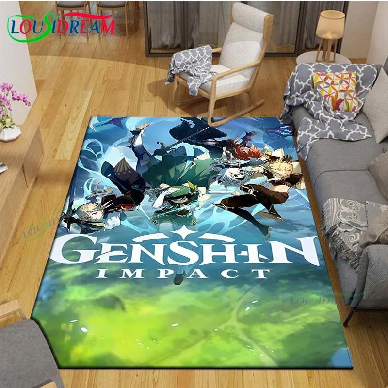 Popular Cartoon Game G-Genshin Impact Printed Carpet Living Room Anti-Skid Area Rug Kids Bedroom Mats Yoga Mat Carpet Decor Gift