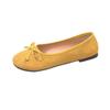 Macaronfarbene Ballerinas mit sanften, weichen Sohlen, flachem Ausschnitt, flachem Boden, Schleife, matter runder Zehenpartie, Damen-Ein-Fuß-Schuhe
