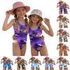 Girls One Piece Swimsuit Palm Tree Print Summer Beach Swimwear Lightweight Quick Dry Bathing Suit for Kids