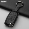 Genuine Leather Auto Key Fob Cover Case Housing Remote Fit For Vw Volkswagen Polo Tiguan Passat B5 B6 B7 Golf 4 5 6 Mk6 Jetta Lavida Fit For Skoda