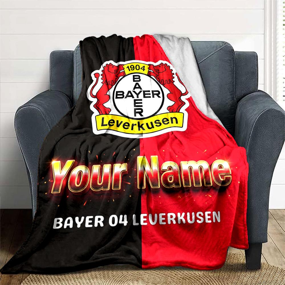 1pc Personalized Name Bayer Leverkusen Blanket, Gift, for Men and Women, Soft Blanket, Good for Sofa Bed Couch Travel, Lightweight Flannel Blanket