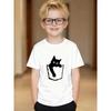European Sizes Boys' Fun Pattern T-Shirt - Cute Cat Personalized Print, Made from Lightweight And Breathable Fabric, Perfect for Teens' Everyday Wear