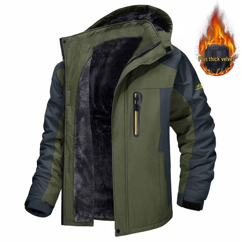 Men's Plus Velvet Thickened Mid-Length Winter Windbreaker with Custom Logo