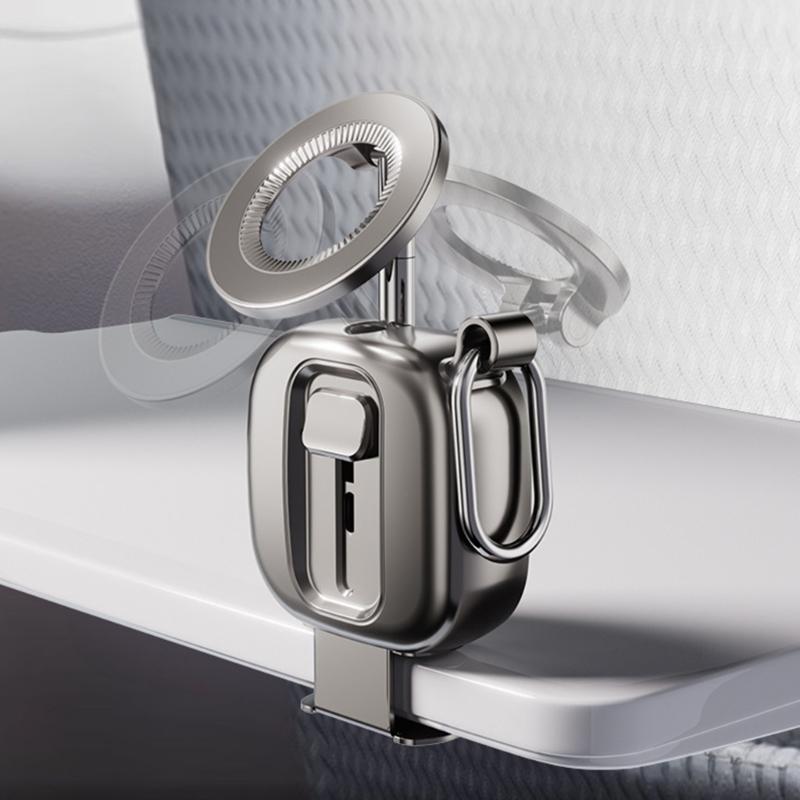 Compact Travel Foldable Magnetic Phone Mount Support Stand With Secure Carabiner Clip And 720° Adjustable Viewing Angle