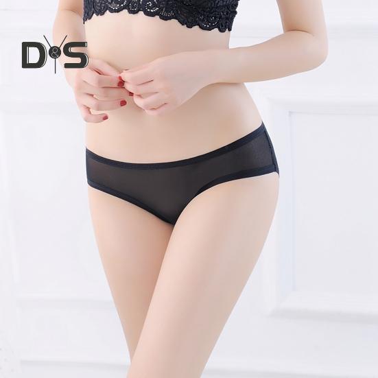 Sexy Transparent Mesh Briefs See Through Solid Color Ultra Thin Low Rise Panties Breathable Girls Underpants Daily Wear