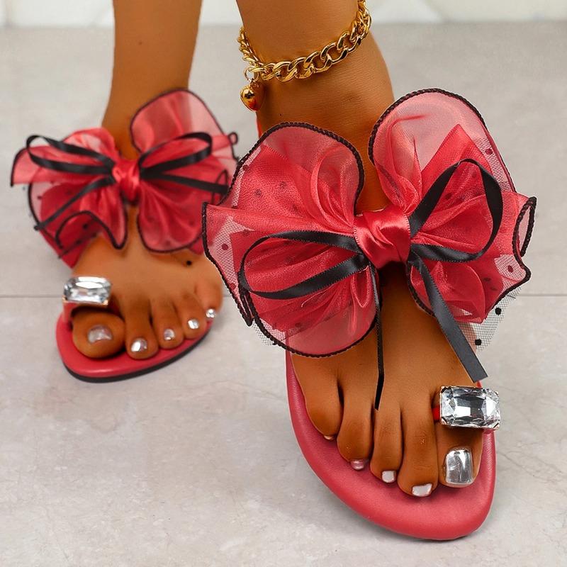 Mode Damen Sommer Mode Schleifen Slipper Flacher Absatz Strandschuhe Große Größe Leichte Flip-Flops Bequeme Sandalen Sandalias De Mujer