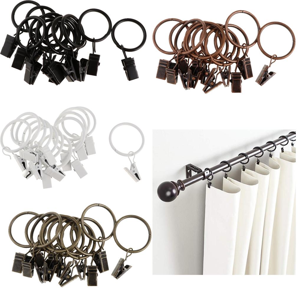 12 Curtain Rings Made of Coated with Clips, 25 Mm / 32 Mm Diameter