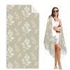 Beige Line Art Tropical Leaf Beach Towel, Quick Dry Sand‑Free Microfiber Towel For Summer Beach Pool Travel Camping