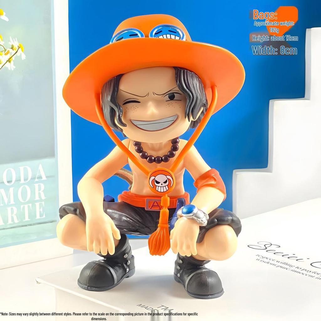 One Piece Q Version Sitting Pose Luffy, Zoro, Sanji Figures - Trendy Play Doll Model Toy Ornament