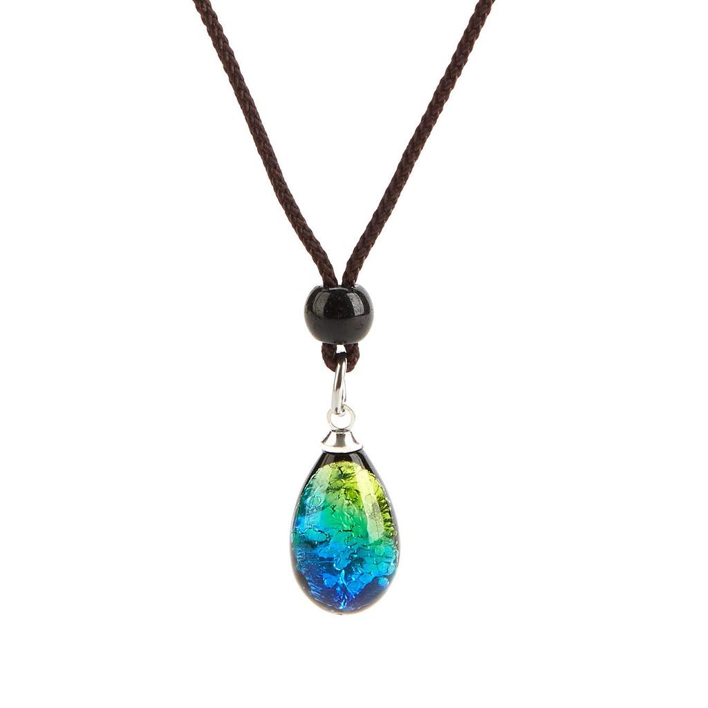 Ręcznie robiony szklany naszyjnik z zawieszką w kształcie świetlika i fluorescencyjnej kropli wody dla kobiet