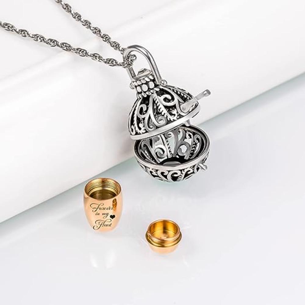 Stainless Steel Bone Ash Pendant Hollow Flower Memorial Locket Pendant  for Human and Pet Ashes