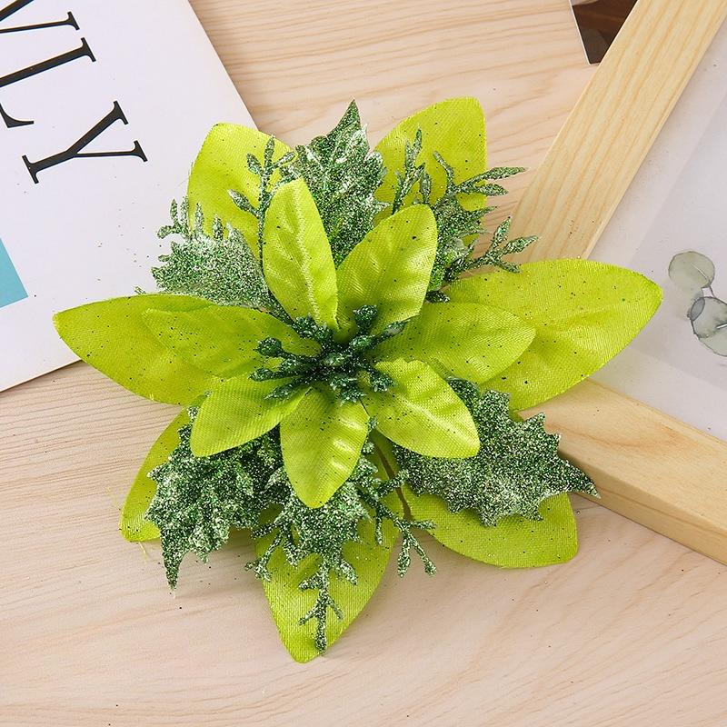 5 buc 14.5cm Sclipici Artificial Crăciun Flori Mreey Decorație Pom de Crăciun Ornamente An Nou Fericit Xmas Flori Artificiale natal