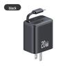 USAMS 30W GaN Retractable Compact Fast Charger for Apple & Android (EU/UK Compatible)