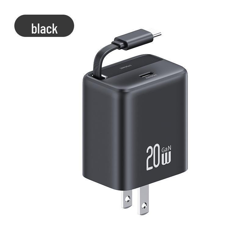 USAMS 30W GaN Retractable Compact Fast Charger for Apple & Android (EU/UK Compatible)