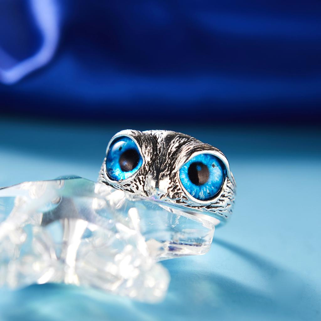 Fashion Vintage Cute Blue Eyes Owl Ring For Men Women Open Rings Silver Color Engagement Wedding Couple Ring Jewelry Gifts