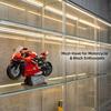 Red racing track motorcycle building blocks, high-precision 1:8 scale technology motorcycle model, comes with a display base, bu
