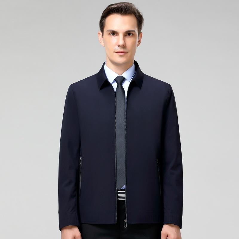 Autumn New Men's Stand-up Collar Milk Silk Jacket Men's Business Casual Jacket High-end Jacket Dad Wear