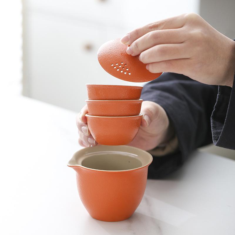 Cestovní čajová souprava Kuaike šálek přenosný venkovní čajový šálek jedna konvička tři šálky čajová konvička suvenýr lehký luxusní dárek