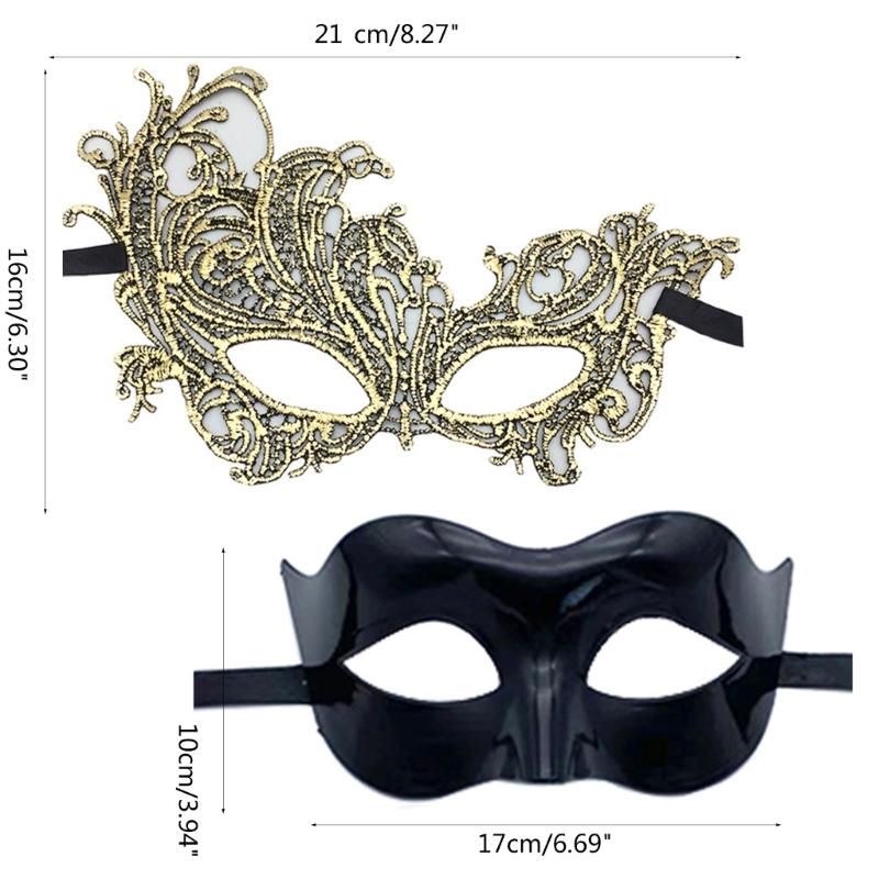 2x Halloween Party Mask for Women Men Masquerade Mask Half Face Mask Evening Prom Mask Lace Eye Mask Mardi Gras Mask-Ins