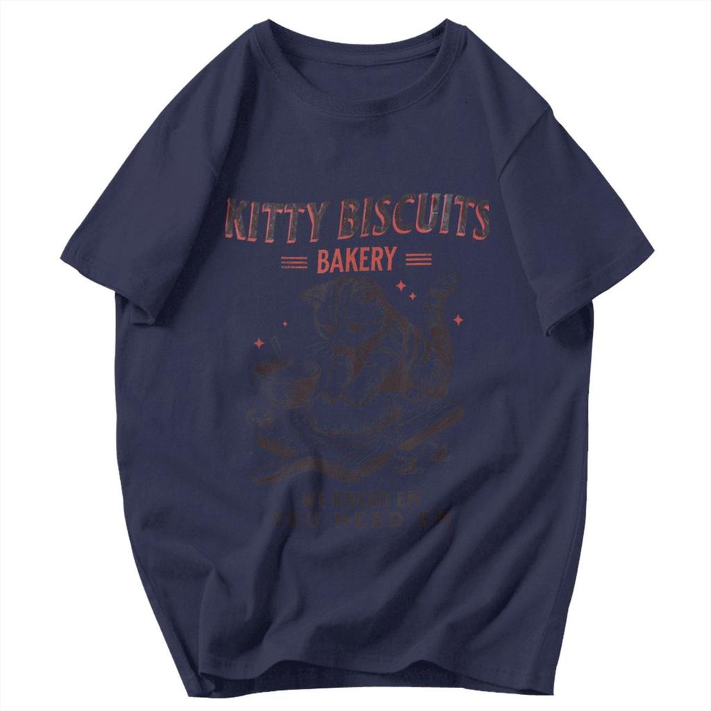 Men T Shirt Kitty Biscuits We Knead Em You Need Em Cat Lover Baking Pops Y2K Graphic Crewneck Unisex Clothing T Shirts