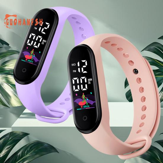 Fashion Sports Bracelet with LED Display, Rounded Dial, Adjustable Silicone Strap, Digital Watch