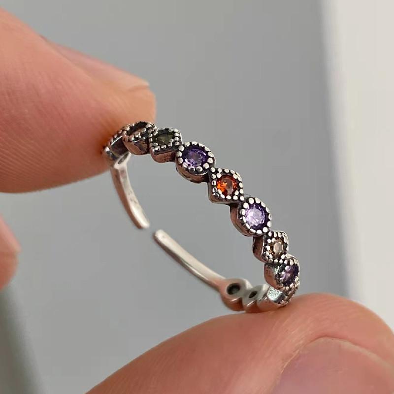 Original 925 Sterling Silver Colorful Heart Rings For Women Counple Wedding Engagement Silver Women's Diamond Ring Fine Jewelry