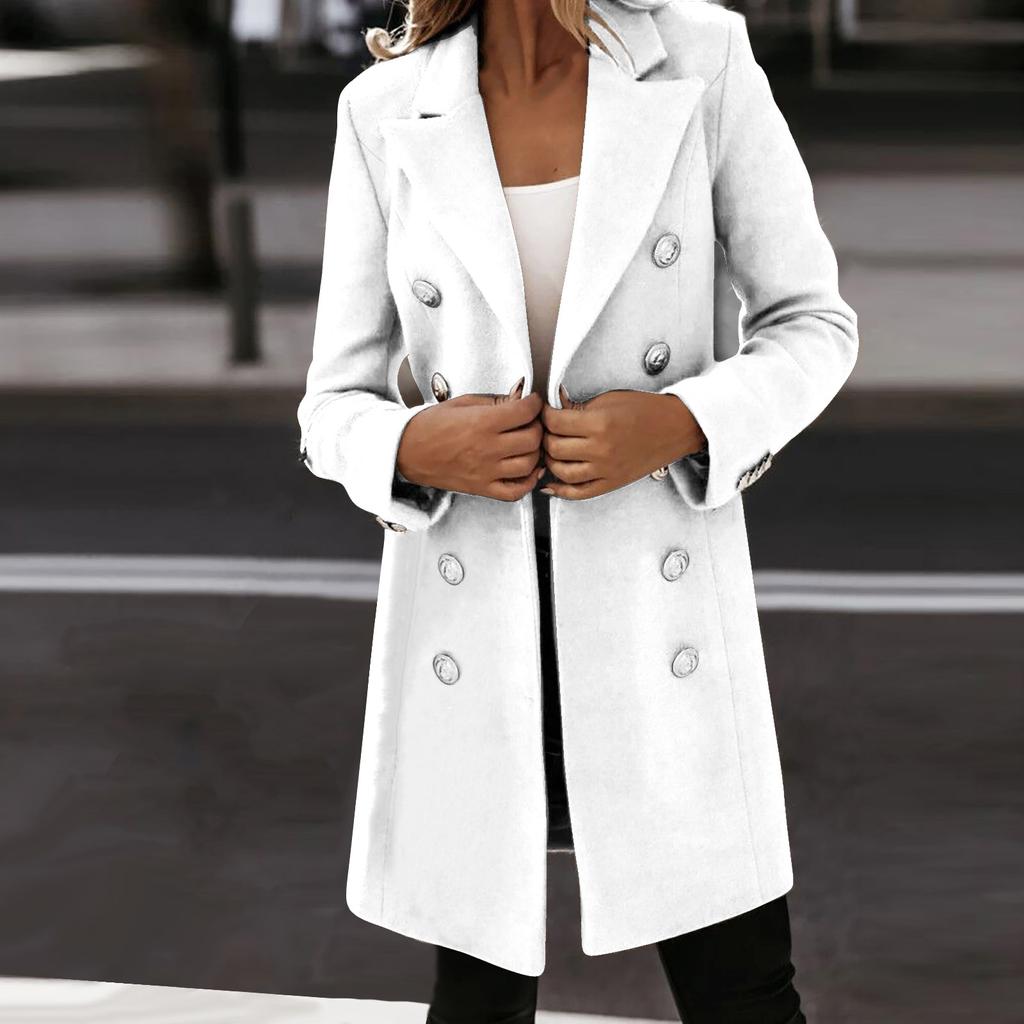 Women's  And Winter Long-Sleeved Suit Collar Double-Breasted Neko Jacket