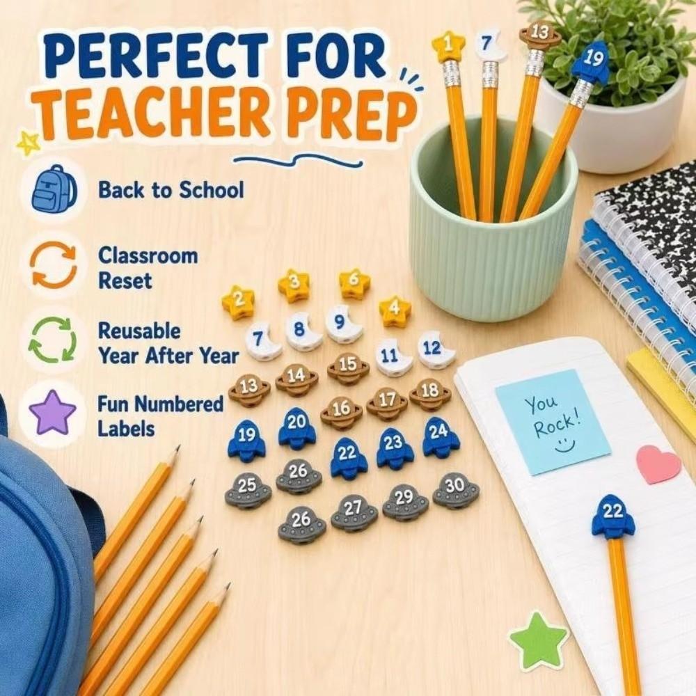 6/30PCS 1-30 Numbered Pencil Tracking Markers Classroom Pencil Labels  Classroom Organization