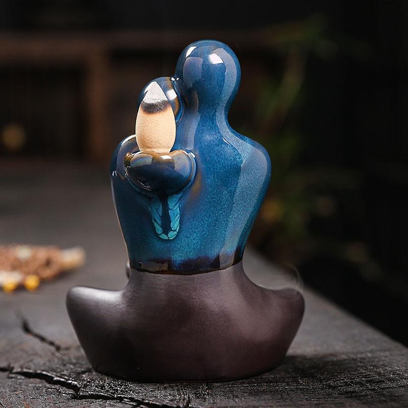 Creative Skeleton Couple's Valentine's Day Backflow Incense Burner with Shaped Ceramic Incense Burner Crafts and Decorations