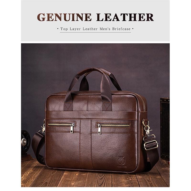 Echte Leder Herren Aktentasche Tragbare Büro Handtasche für Laptoptasche Hohe Qualität Business Messenger Umhängetaschen Reisen