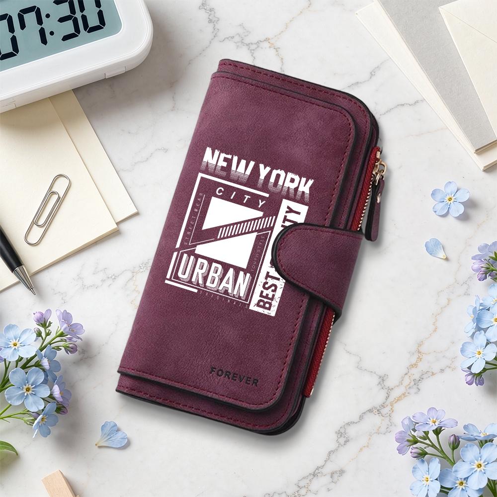 Stylish New York Urban Pattern Long Wallet Multi Slot Portable Casual Purse
