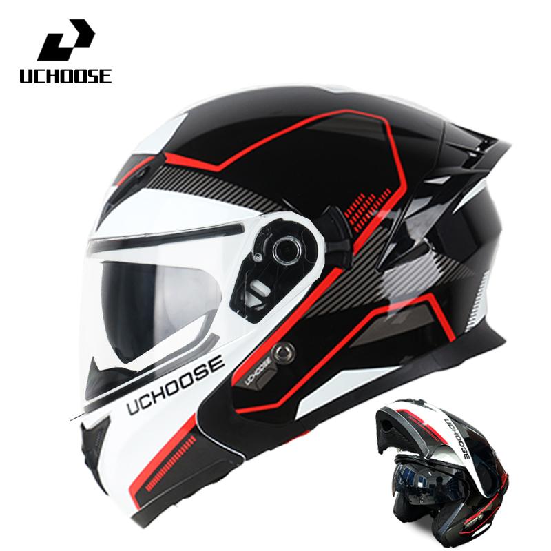 Uchoose DOT Modular Helmet Full Face Helmets Crash Motorbike Protective Gear Unisex Flip Up Helmet Motorcycle Double Sun Visor