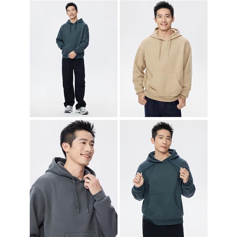 Giordano Men's Fleece Lined Drop-Shoulder Hooded Sweatshirt