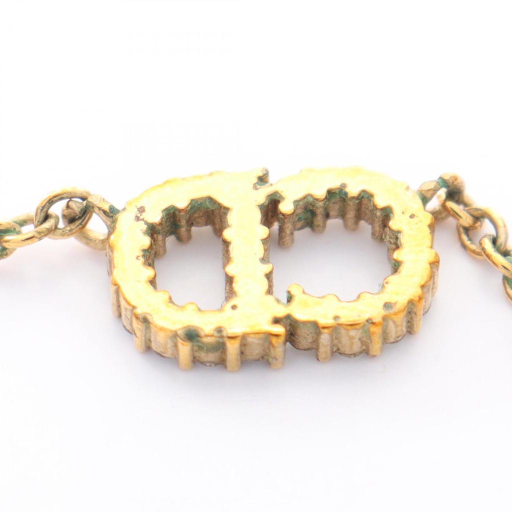 Used Dior CD logo Necklace Gold Plated Rhinestone Gold Clear Used