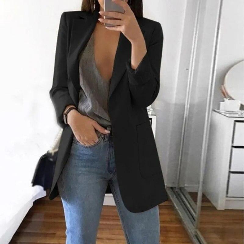 Femei Blazere Casual Cardigan Damă Slim Mic Jachetă de costum