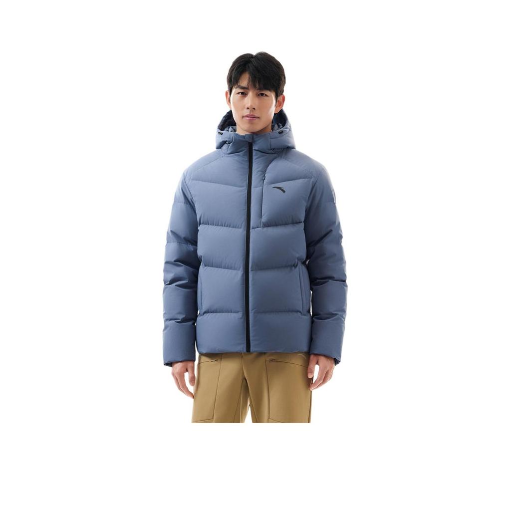 Anta Solid Color Hooded Zipper Versatile Casual Down Jacket Men Outerwear 952547901-6
