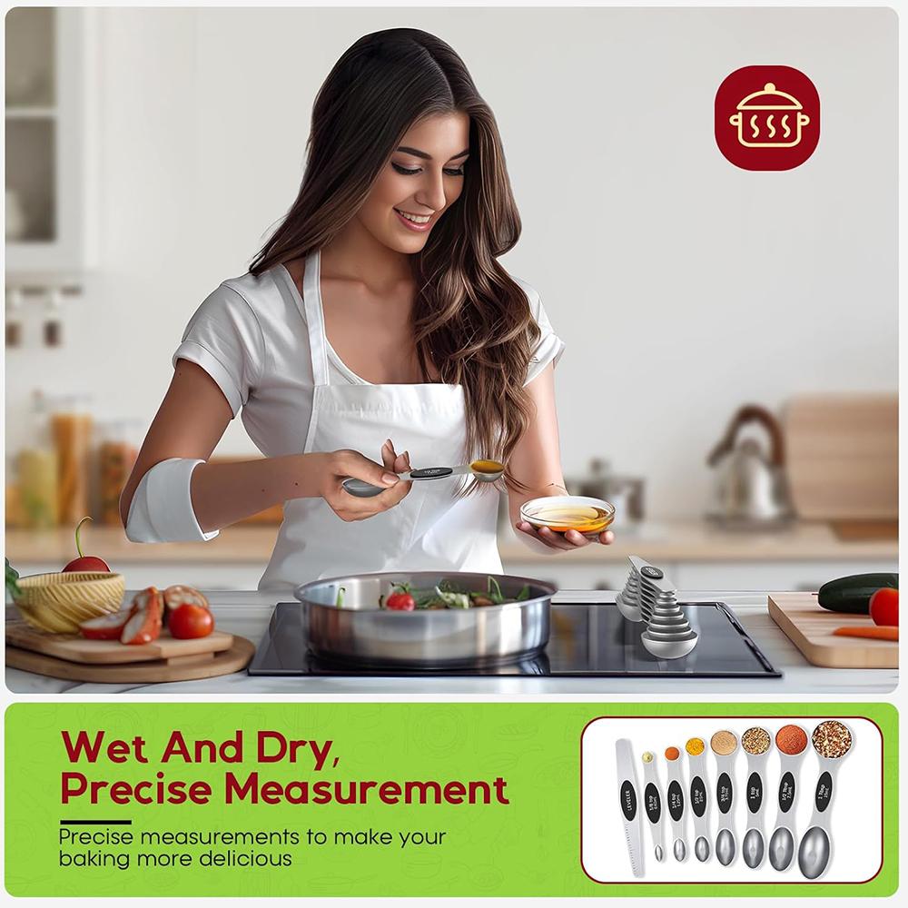8pcs Magnetic Measuring Spoons Set with Strong Magnets for Baking & Cooking