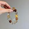 High-End Autumn Yellow Tiger's Eye & Phantom Quartz Bracelet - Perfect Gift for Girlfriend or Bestie