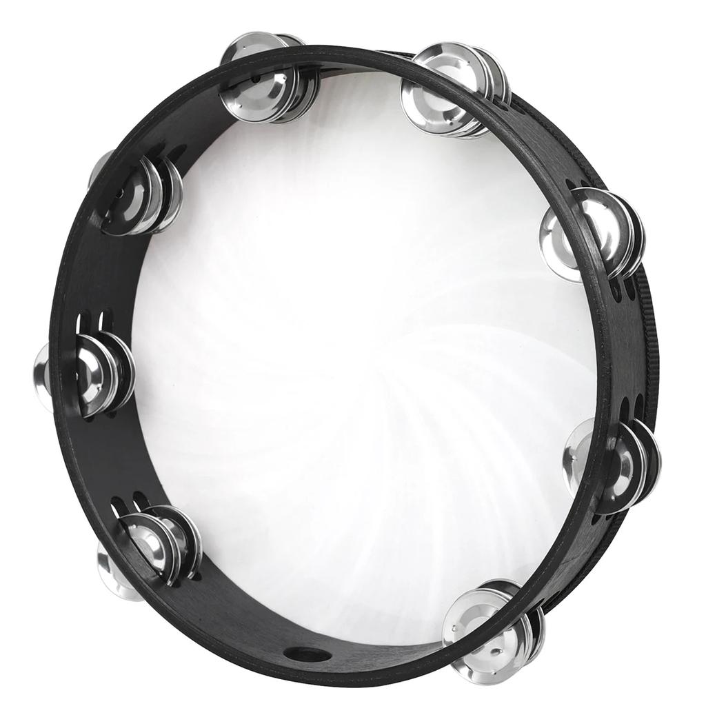 10 Inch Tambourine Colorful Double Row Handbell Hand Drum Early Education Tambourine Drums Percussion Musical Instrument