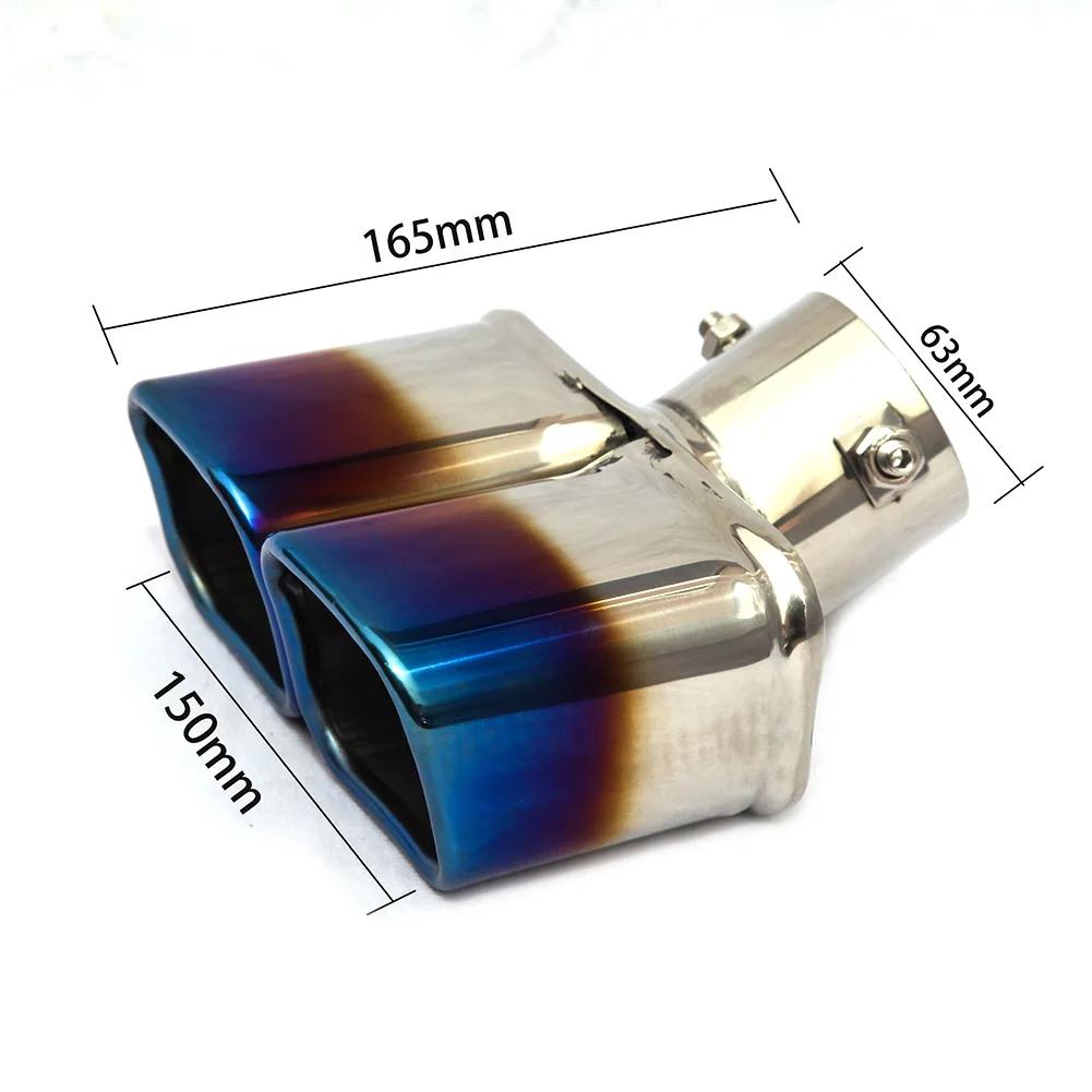 Ponta de Escape Dupla Aparafusada Aço Inoxidável Enrolado Extremidade Quadrada Uma em Duas Corte Duplo Inclinado Ponteira de Escapamento Silenciador Entrada de 3 polegadas