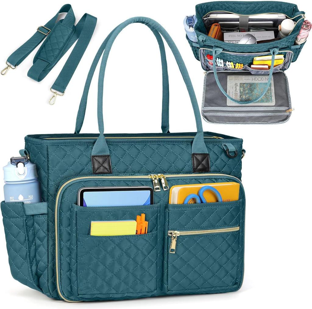 Multi Functional Teacher Handbag Large Capacity Portable Laptop Document Storage Bag Multi Purpose Durable Shoulder Bag