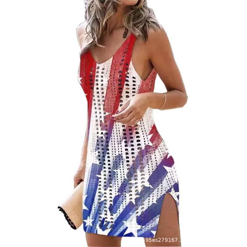 New Sexy Knitted Sweater Women's Hollow Blouse Short Skirt Sun Protection Beach Dress