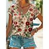 Camiseta Casual Retro de Manga Corta con Estampado Floral de Verano Ropa para Mujer