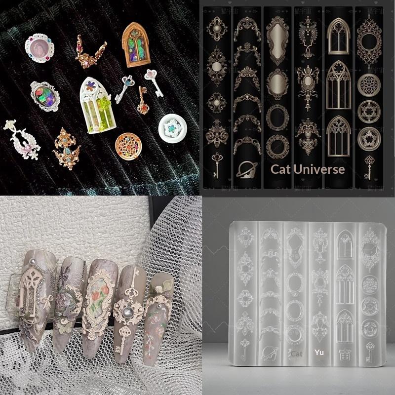 Silikonowa forma 3D do zdobienia paznokci Styl Europejski Wzory Retro Świecznik Design Świecy Dekoracja DIY Przezroczysty Szablon do Manicure