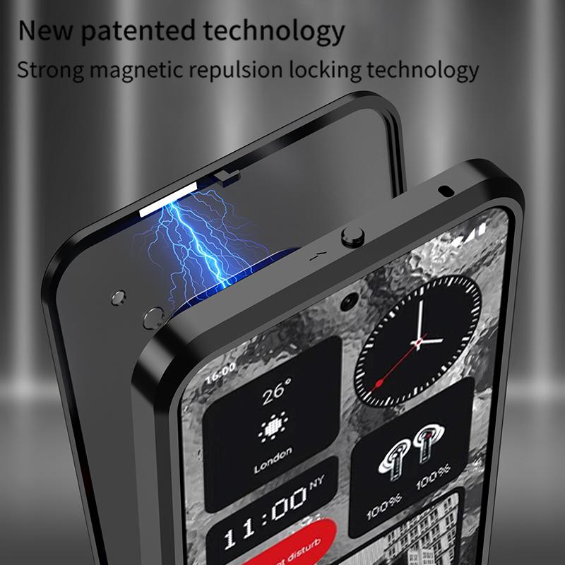 For Nothing Phone (2a) Case Pop-Up Snap Lock Anti-Drop Aluminium Alloy+PC Matte Phone Cover