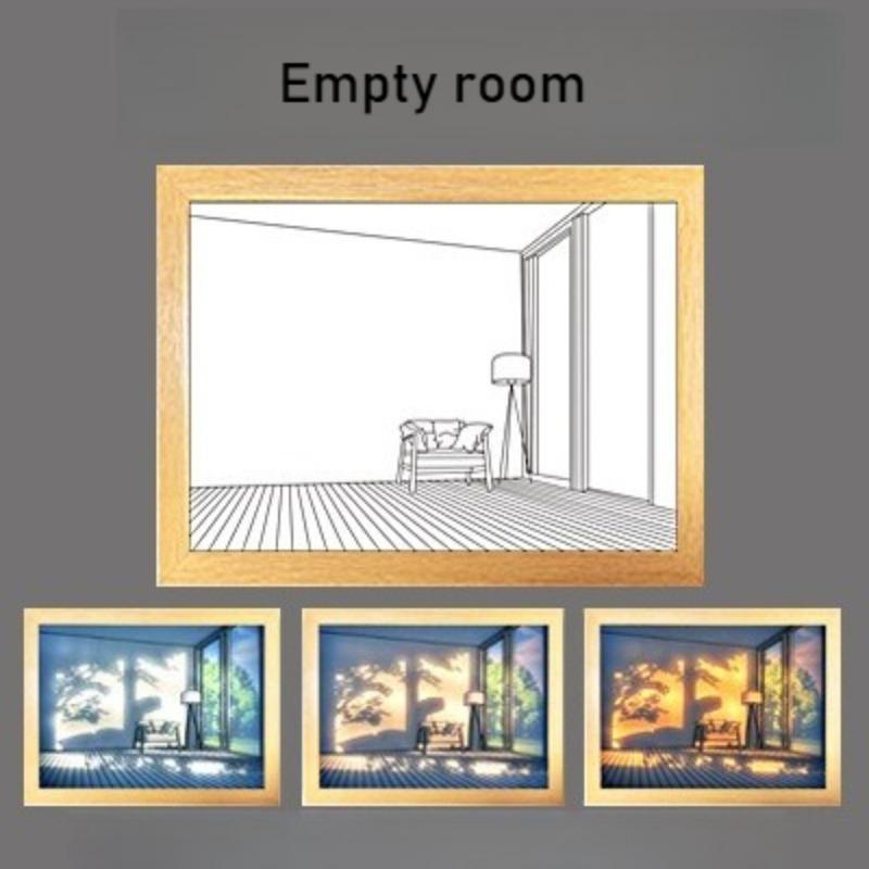 Beautiful LED Light Painting Indoor Sunlight Window Wooden Photo Light Dimming Wall Artwork Table Lamp Home Decor Night Lamp