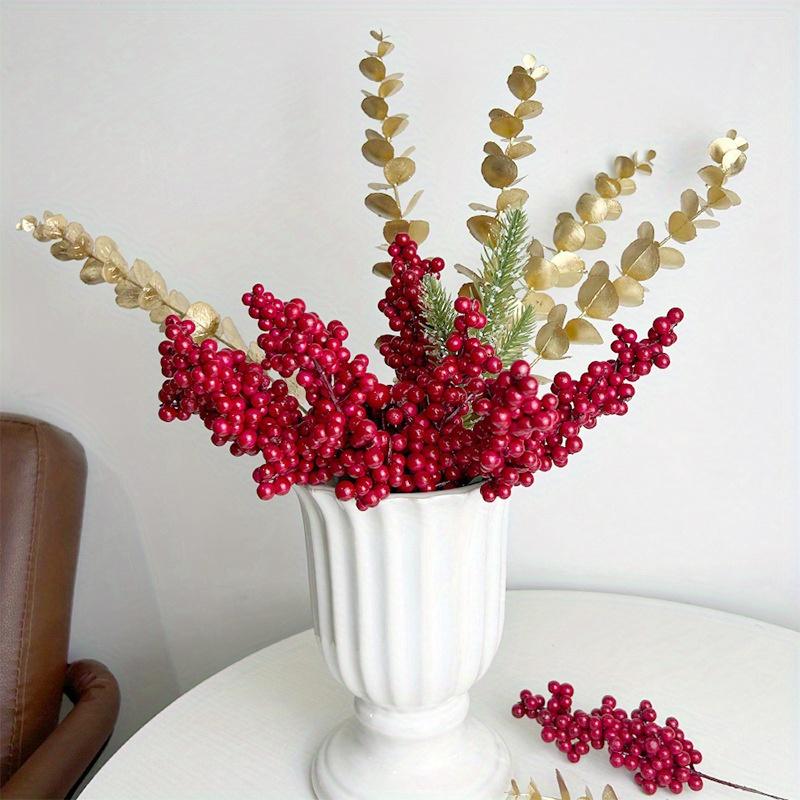 24PCS Festive red artificial fruit branches for Christmas tree decoration, DIY crafts, weddings and home decoration