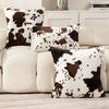 1pc Luxury Faux Fur Decorative Cushion Covers Cowhide Throw Soft Fluffy Plush Couch Throws Brindle Pillow Covers for Couch