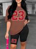 Women's Summer Set Number 23 Print Casual Shorts Set Sports Women's Shirt Shorts 2 Piece Street Wear Set Womens Summer Clothes